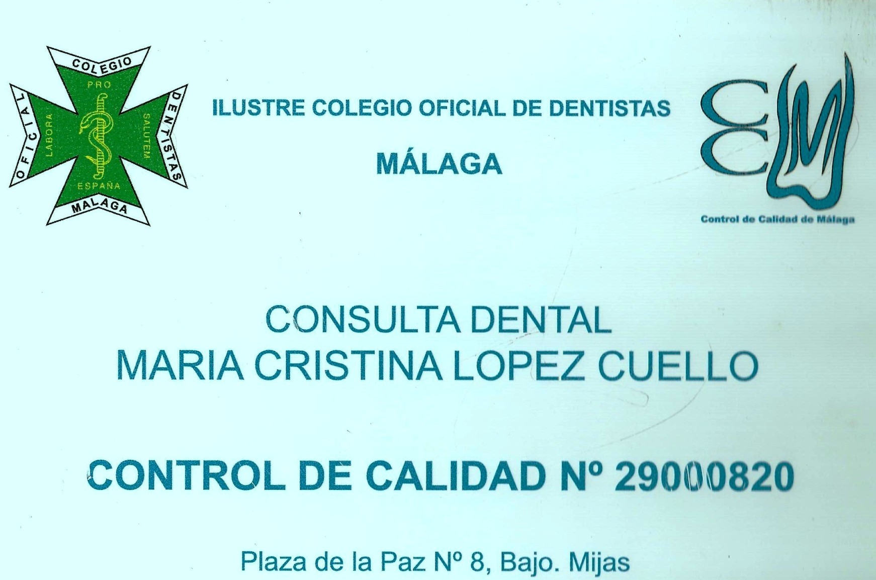 Certificado Colegio de Dentistas